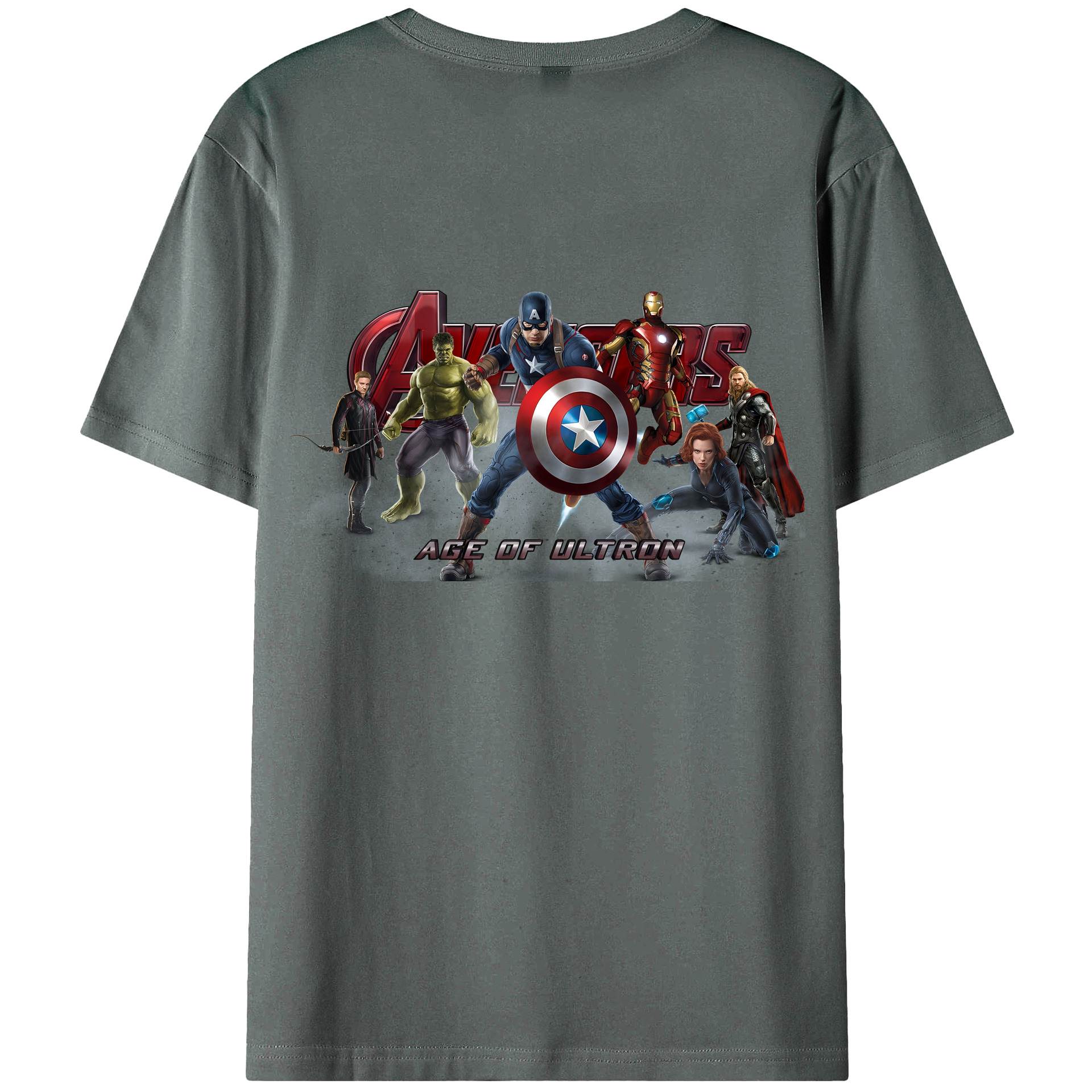 （画像用） アベンジャーズ The Avengers 綿100％ メンズ半袖Tシャツ（バックプリント） 通気性